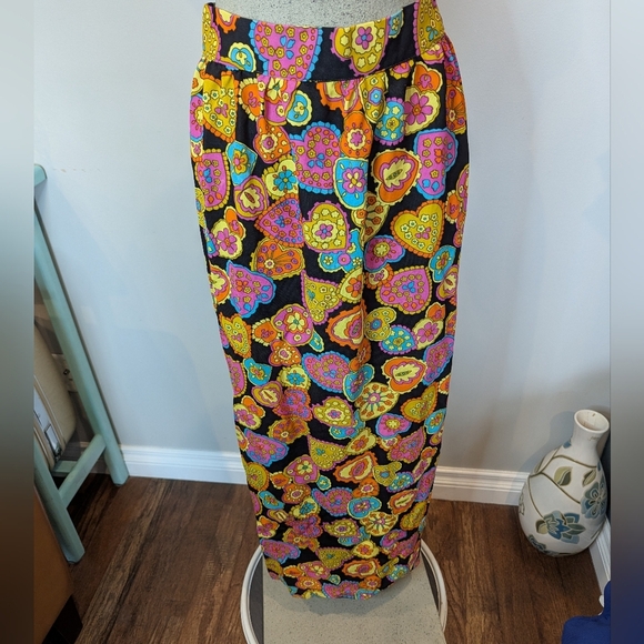 Vintage Psychedelic Maxi Skirt, 60s Hippie Maxi Skirt Size XS Women - Picture 3 of 11